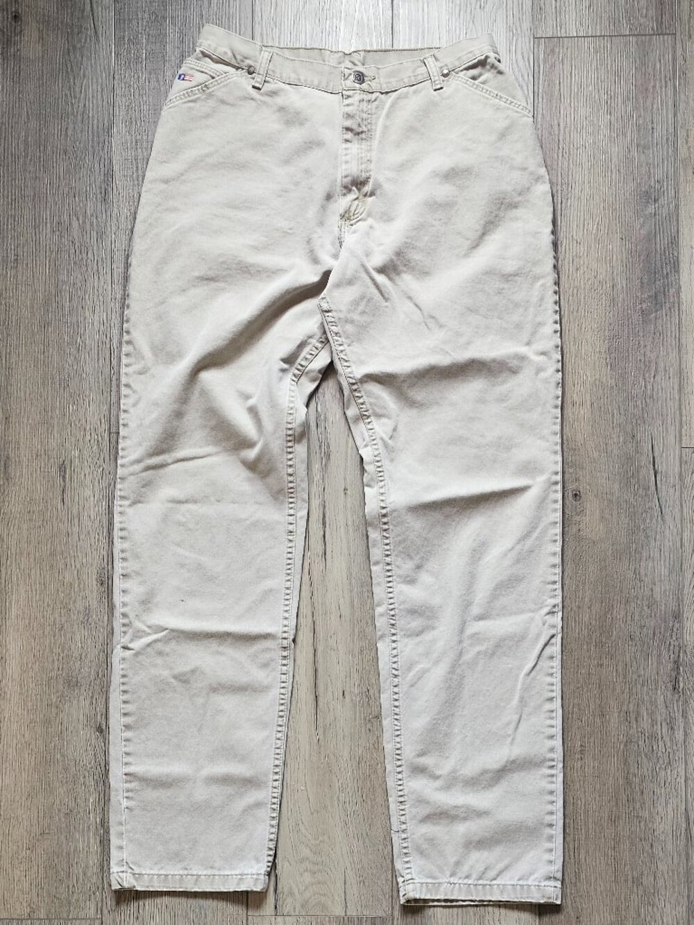 USA Vintage Authentic Jeans Co Womens Size 13/14 Beige High Waisted Straight Leg